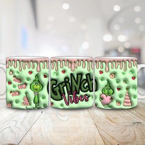 15oz Grinch Christmas 3D Coffee Mug Ceramic Cup